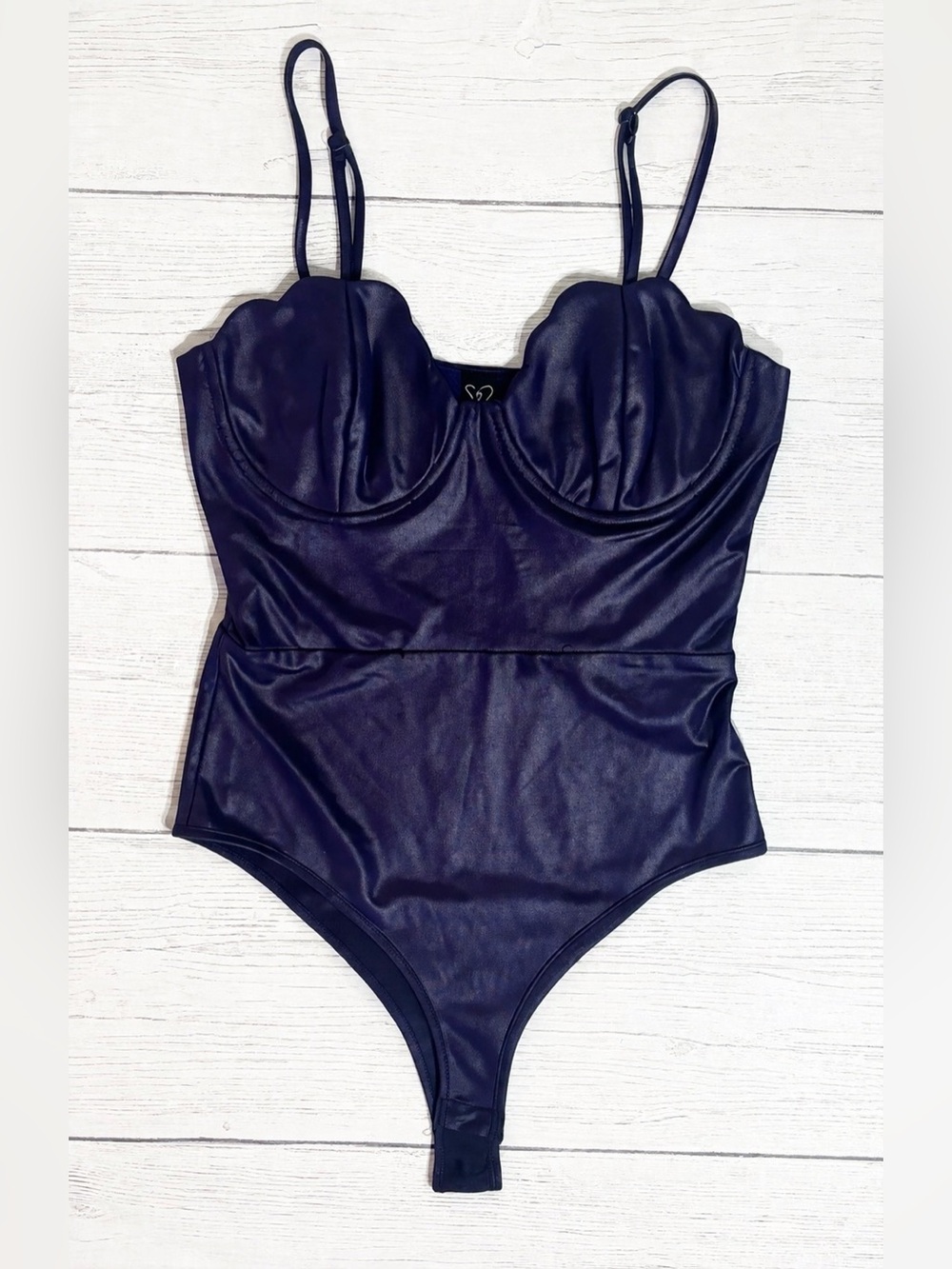 Windsor Dark Purple Faux Leather Bodysuit Bustier Style Women’s Adjustable Strap